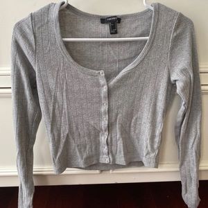 Long sleeve Henley tee, grey